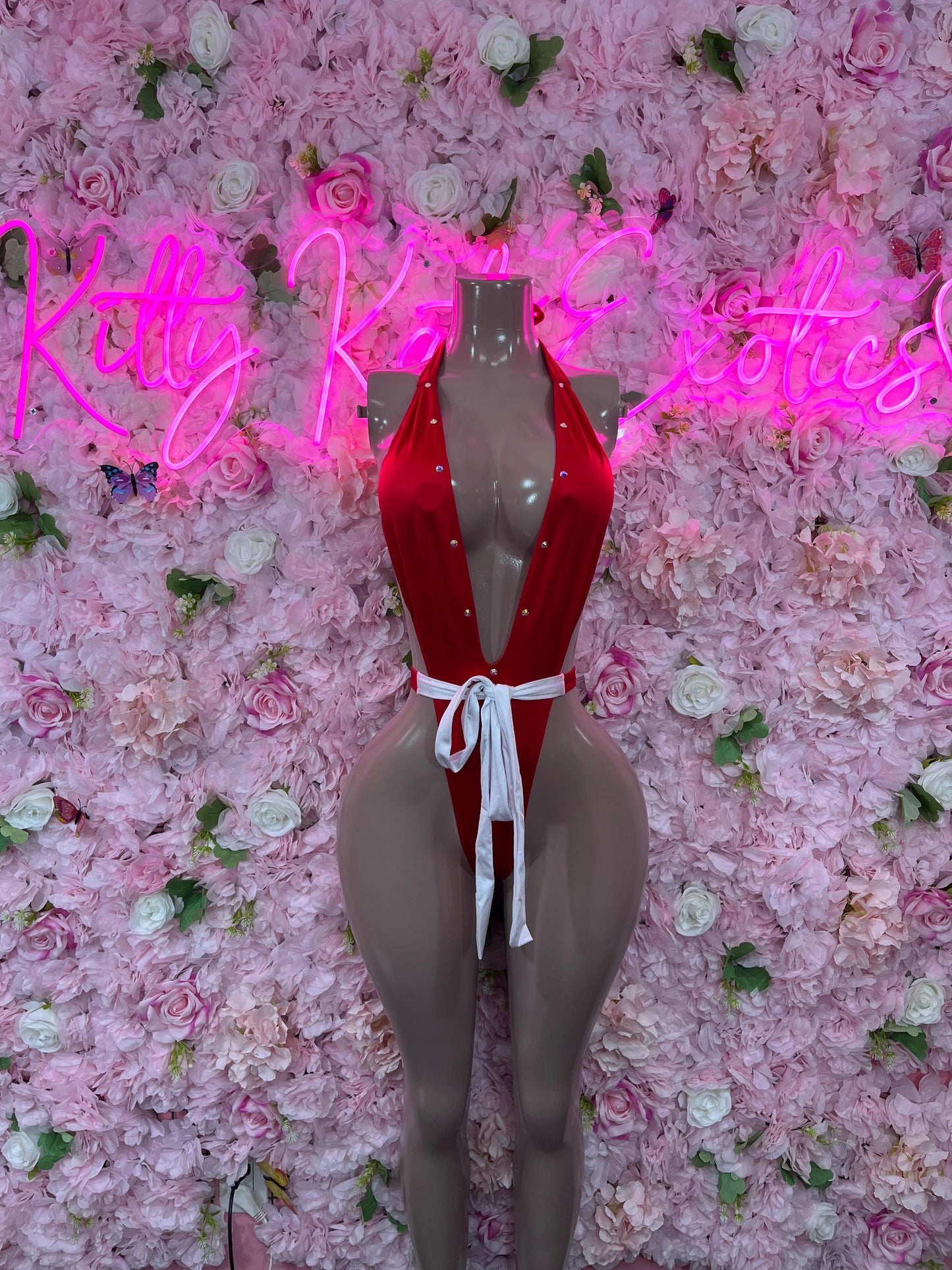 Sexy Santa Christmas Costume - One Piece  Holiday Outfit - Festive Womens Christmas Lingerie Christmas