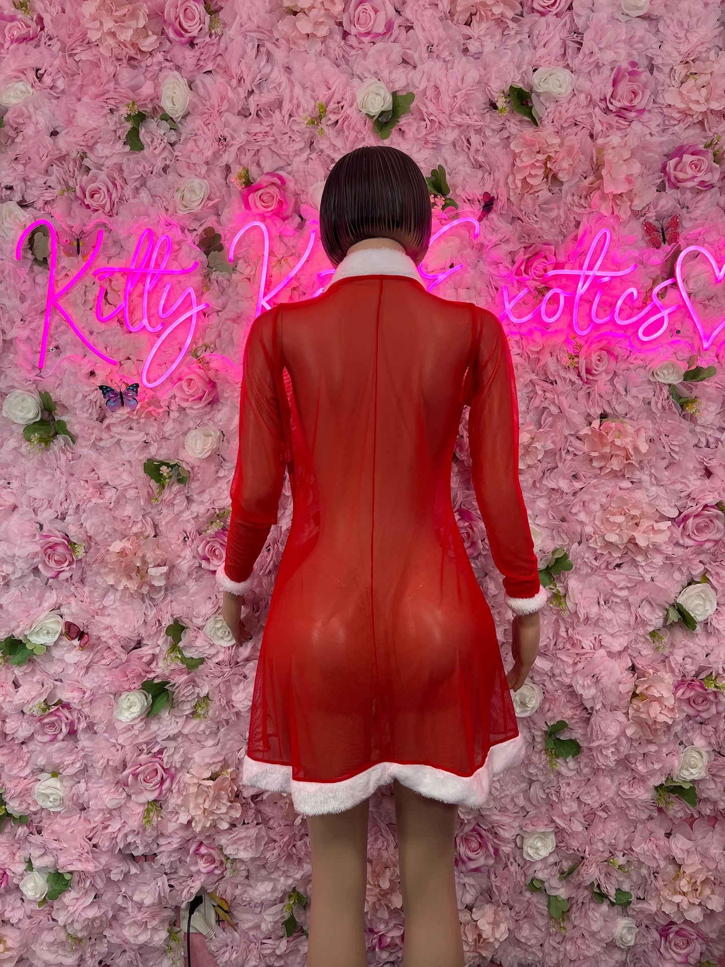 Sexy Santa Christmas Holiday Robe for Women  See Through Festive Lingerie & Holiday Costume Christmas