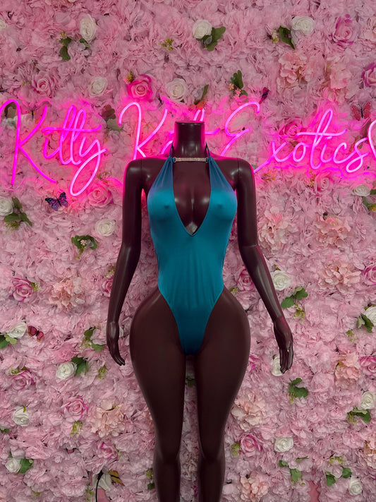 Bottlegirl One-Piece Turquoise  Bodysuit  Exotic Dancewear for Performers, Raves, or Night Out | Bottle girl Outfits