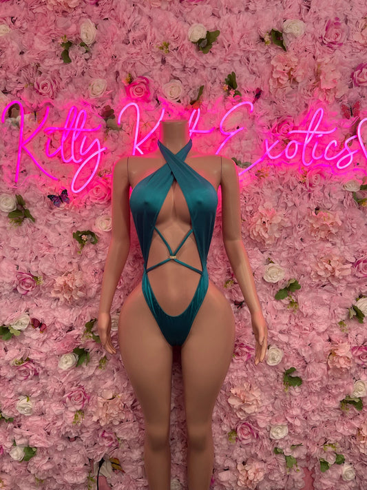Bottlegirl One-Piece Turquoise  Bodysuit  Exotic Dancewear for Performers, Raves, or Night Out | Bottle girl Outfits