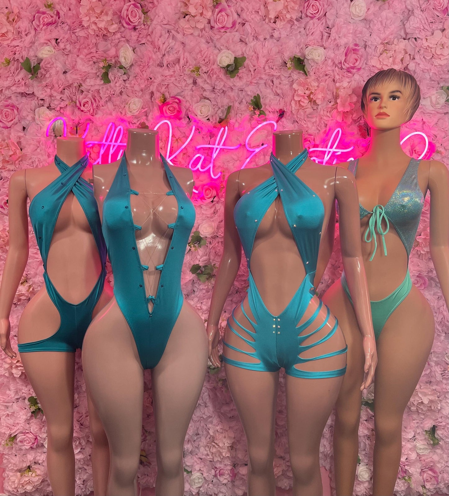 Bottlegirl One-Piece Turquoise  Bodysuit  Exotic Dancewear for Performers, Raves, or Night Out | Bottle girl Outfits