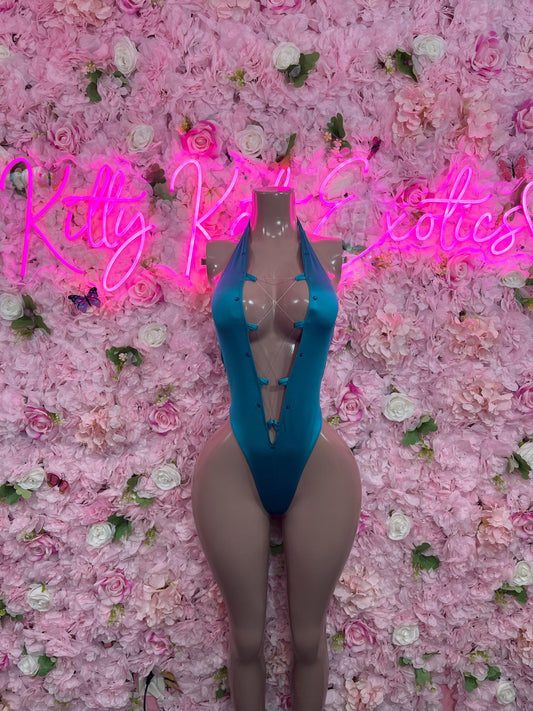 Bottlegirl One-Piece Turquoise  Bodysuit  Exotic Dancewear for Performers, Raves, or Night Out | Bottle girl Outfits