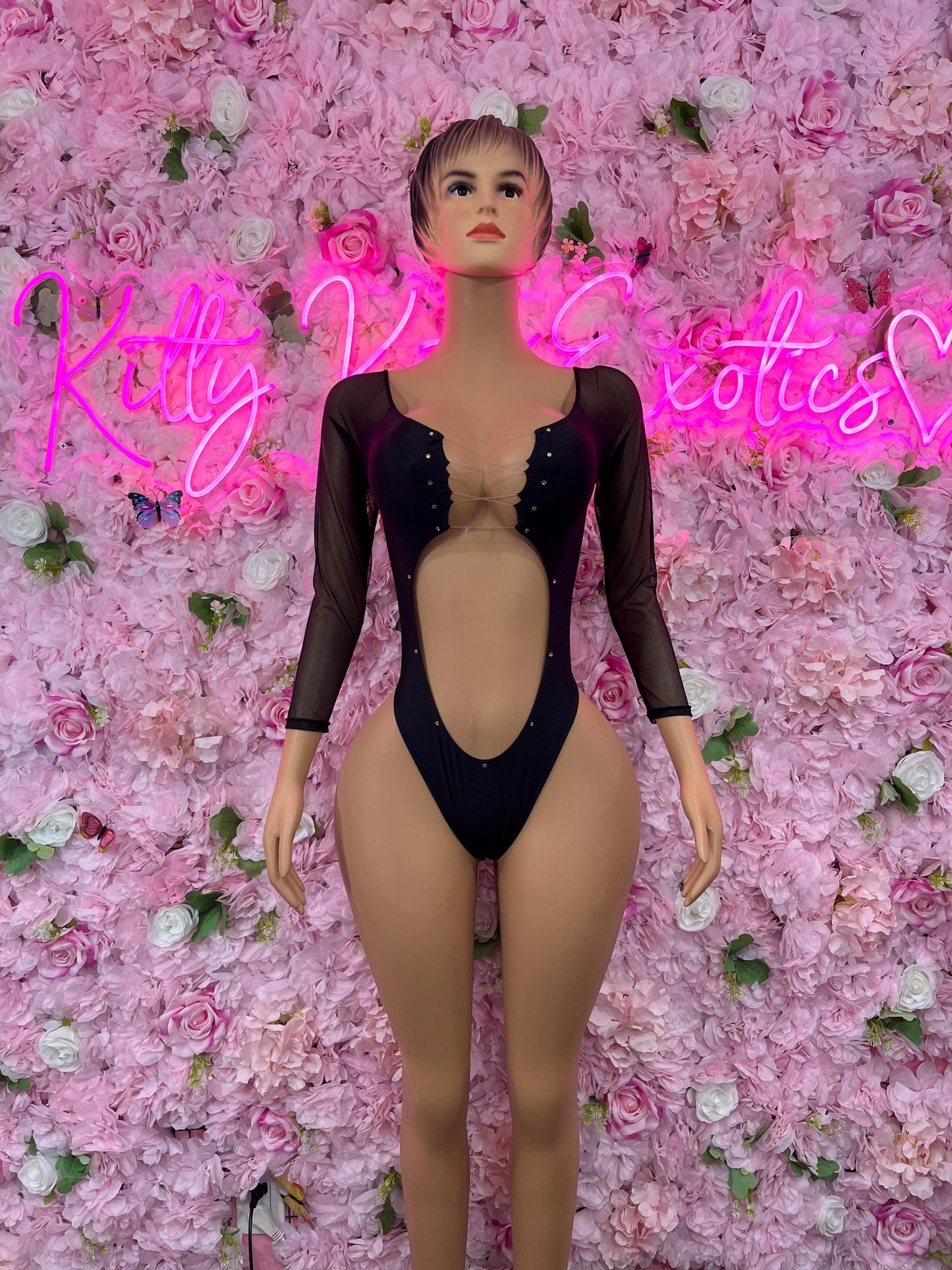 Exotic DancewearOne-Piece Black Bodysuit  Stunning  Outfit for Parties, Night Out, or Special Occasions | Fashion Bottlegirl Bartende