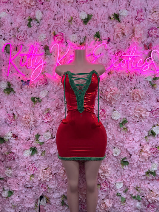 Sexy Santa Christmas Costume - Grinch Dress  Holiday Outfit - Festive Womens Christmas Lingerie Christmas