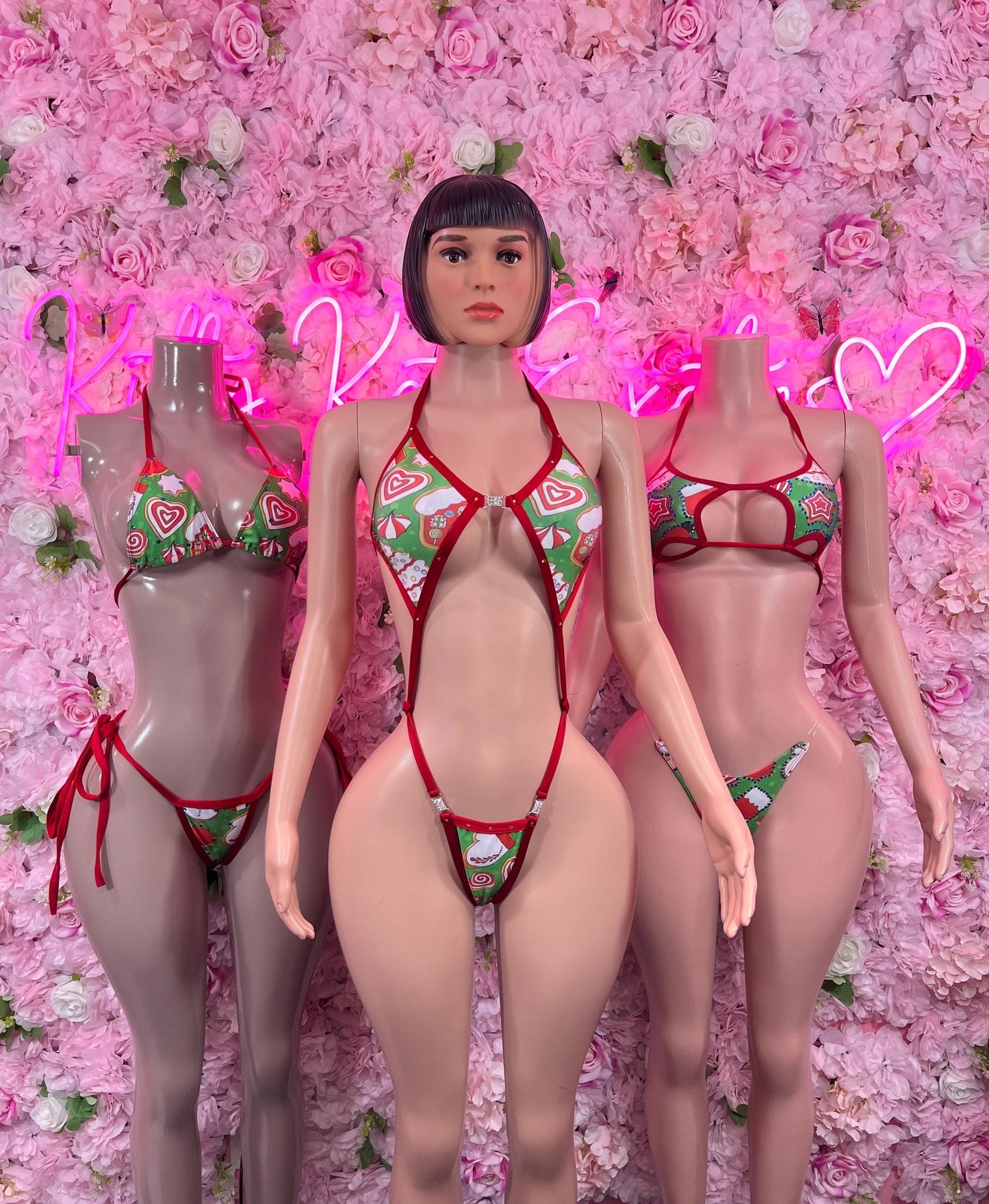 Sexy Santa Christmas Costume - Slingshot  Holiday Outfit - Festive Womens Christmas Lingerie Christmas