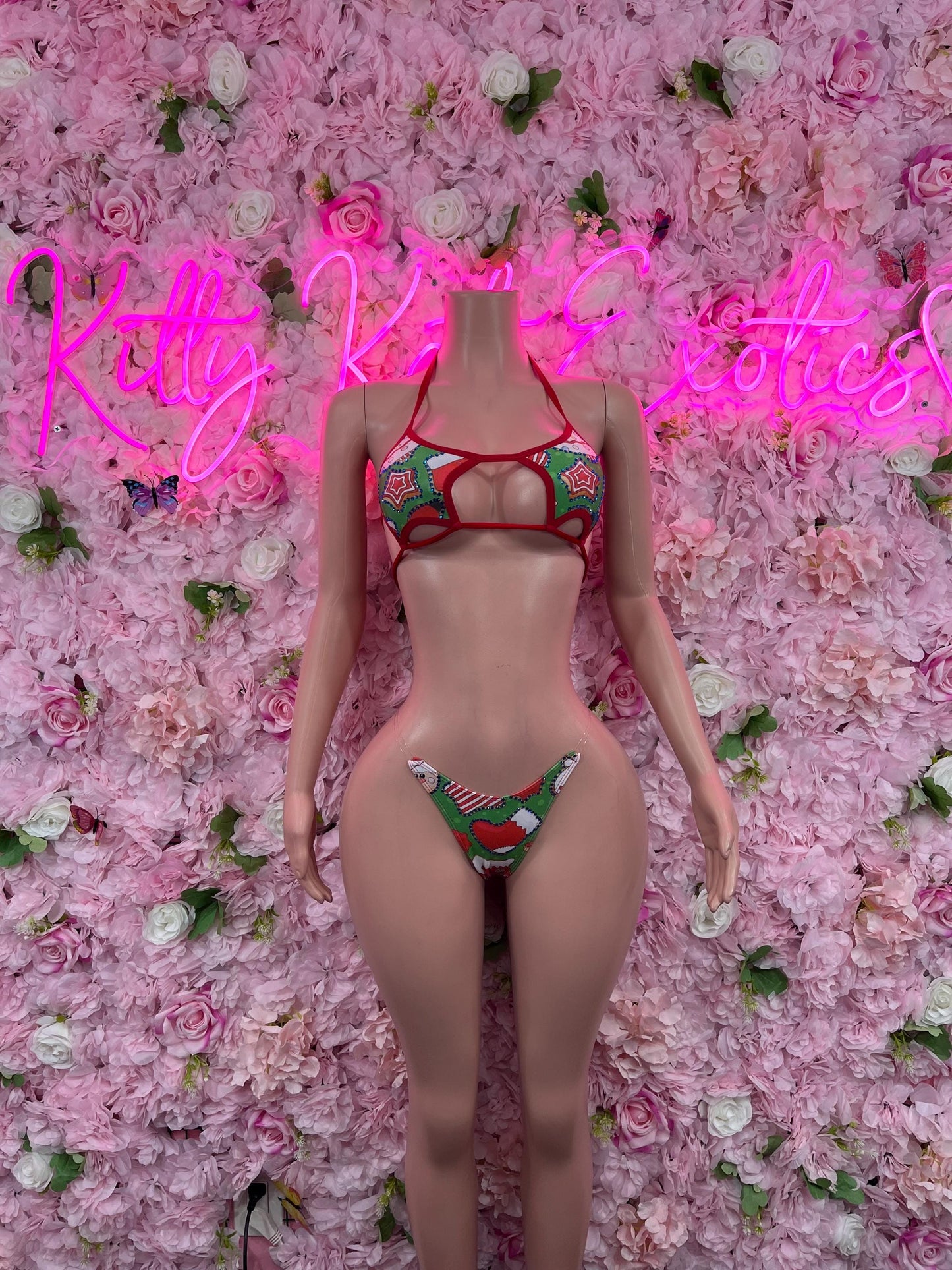 Sexy Santa Christmas Costume - Two Piece Bikini  Holiday Outfit - Festive Womens Christmas Lingerie Christmas