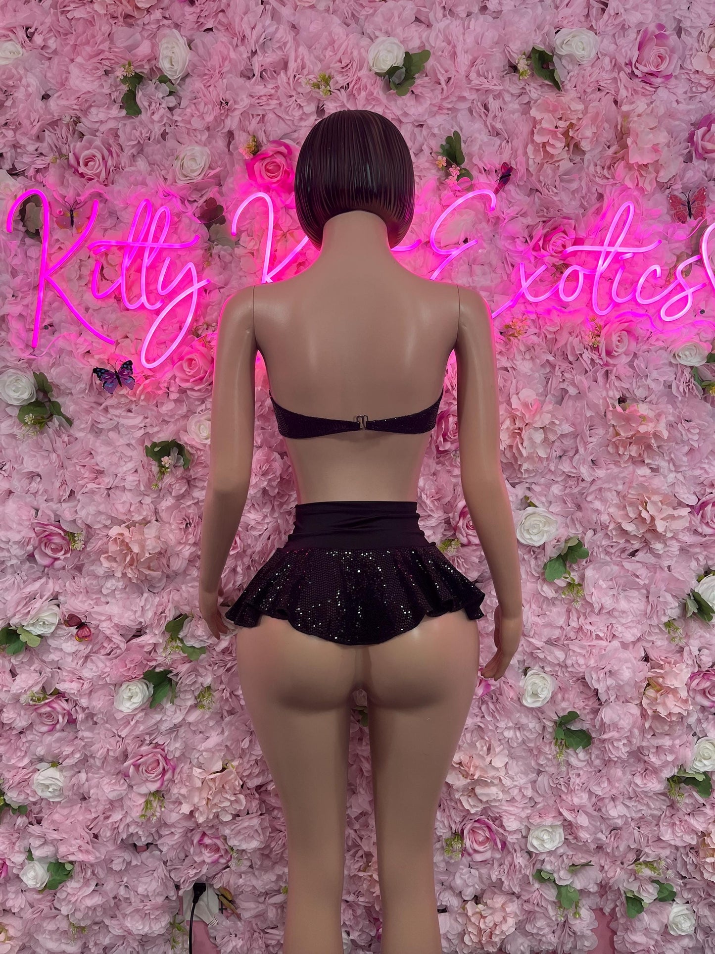 Ravewear Two-Piece Black Skirt Set  Bodysuit  Exotic Dancewear for Performers, Raves, or Night Out | Bottle girl Outfits