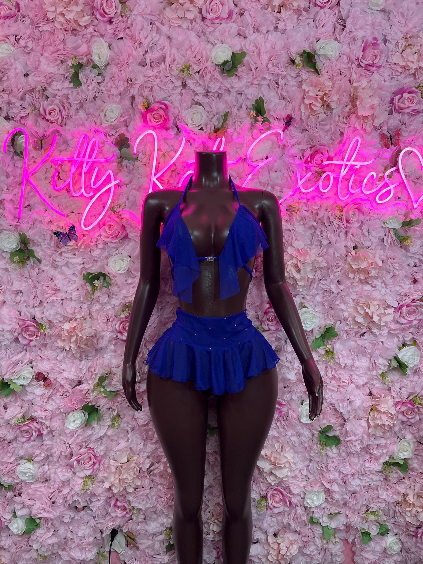 Ravewear Two-Piece Blue Skirt Set  Bodysuit  Exotic Dancewear for Performers, Raves, or Night Out | Bottle girl Outfits