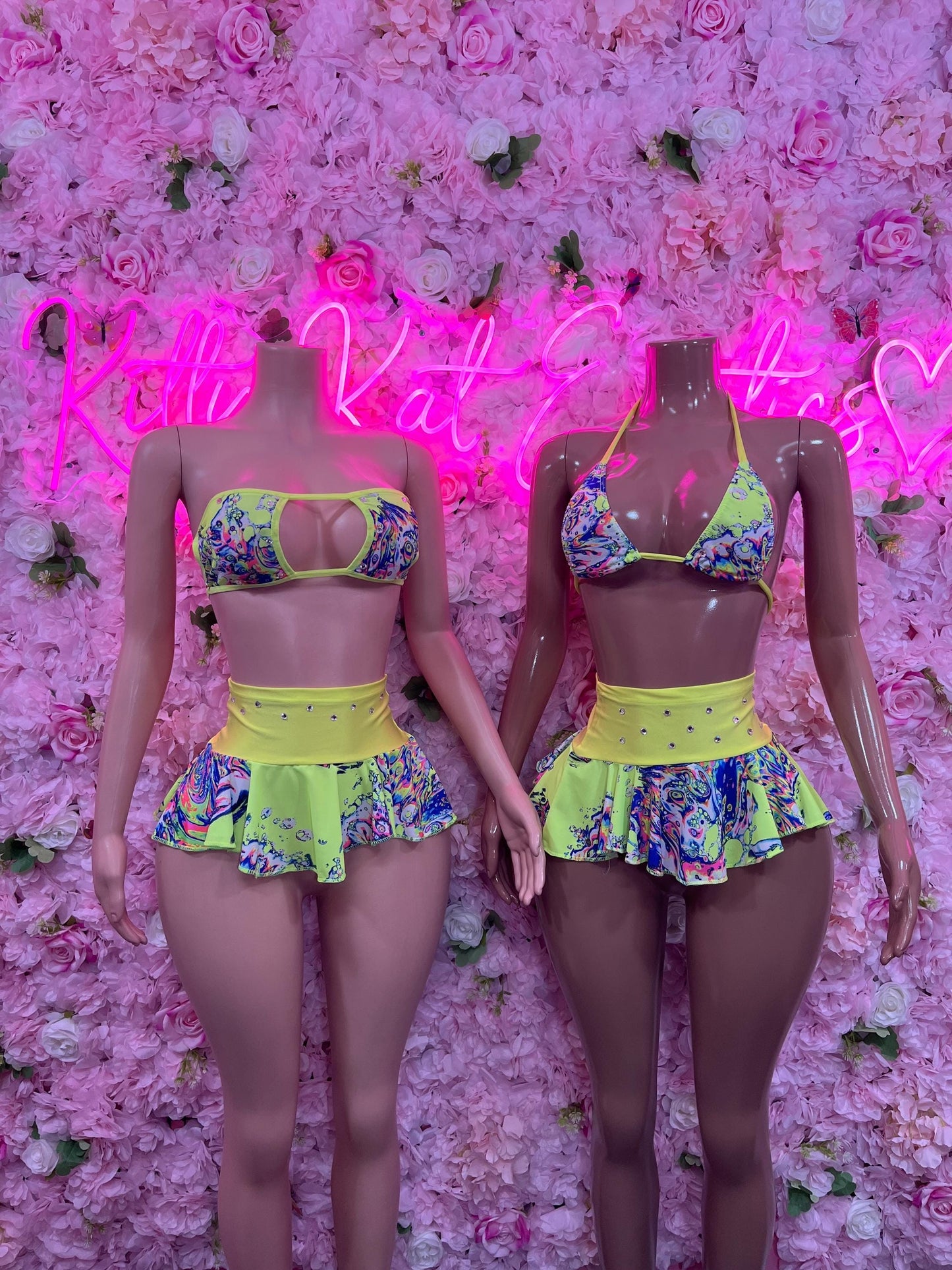 Ravewear Two Piece Skirt Set Multicolor   Sexy Clubwear & Dancewear for Raves, Parties, or Festivals | Bold and Eye-Catching Outfit