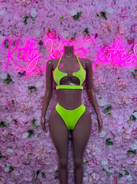 Rave wear Two Piece Neon Green  Sexy Party Outfit, Clubwear, or Night Out Fashion | Bartender Ravewear  Look Women's Clothing