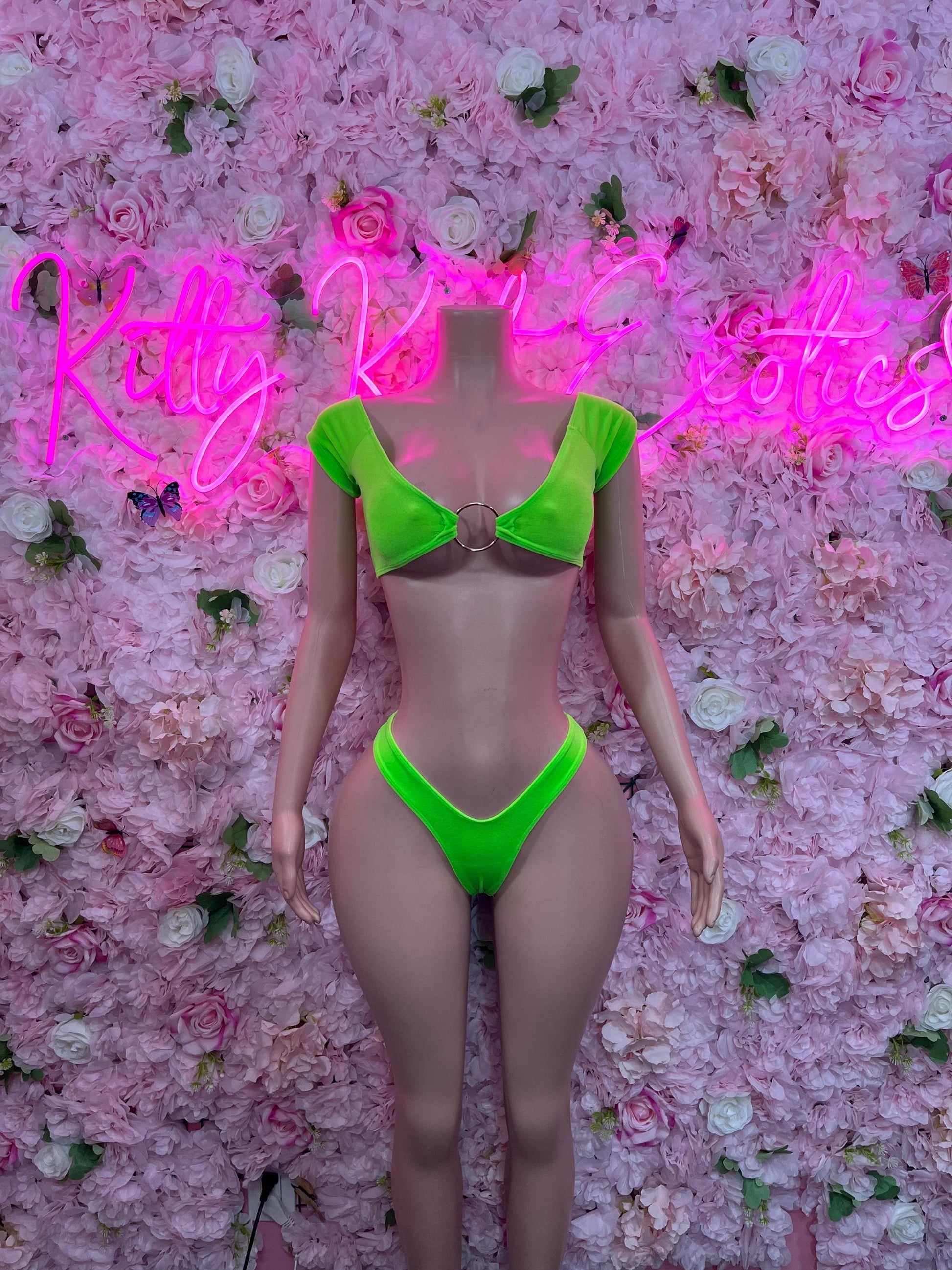 Dance Costume Two Piece Green Sexy Party Outfit, Clubwear, or Night Ou Kittykatexotics Dance Costume Two Piece Green Sexy Party Outfit, Clubwear, or Night Ou Kittykatexotics