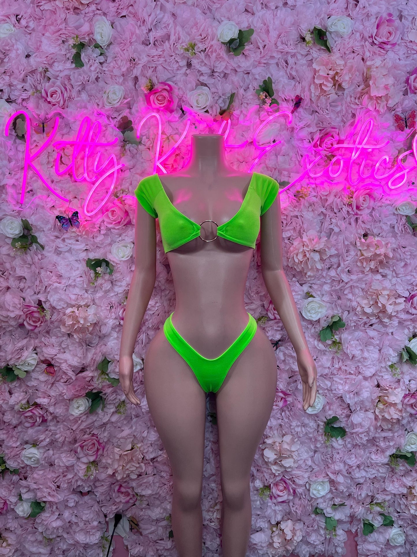 Dance Costume Two Piece Green  Sexy Party Outfit, Clubwear, or Night Out Fashion | Bartender Ravewear  Look Women's Clothing