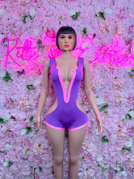 Bottlegirl One Piece Bodysuit Purple Pink  Ravewear Festival wear