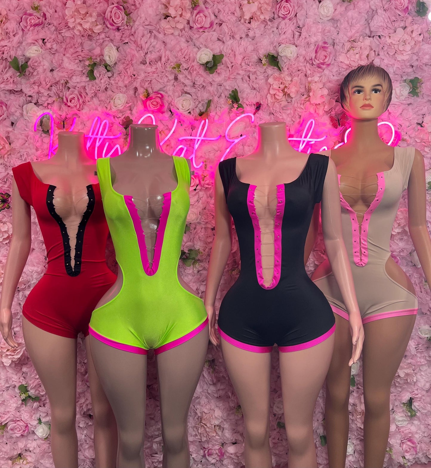 Bottle girl One Piece Bodysuit Green Pink Ravewear Festival wear