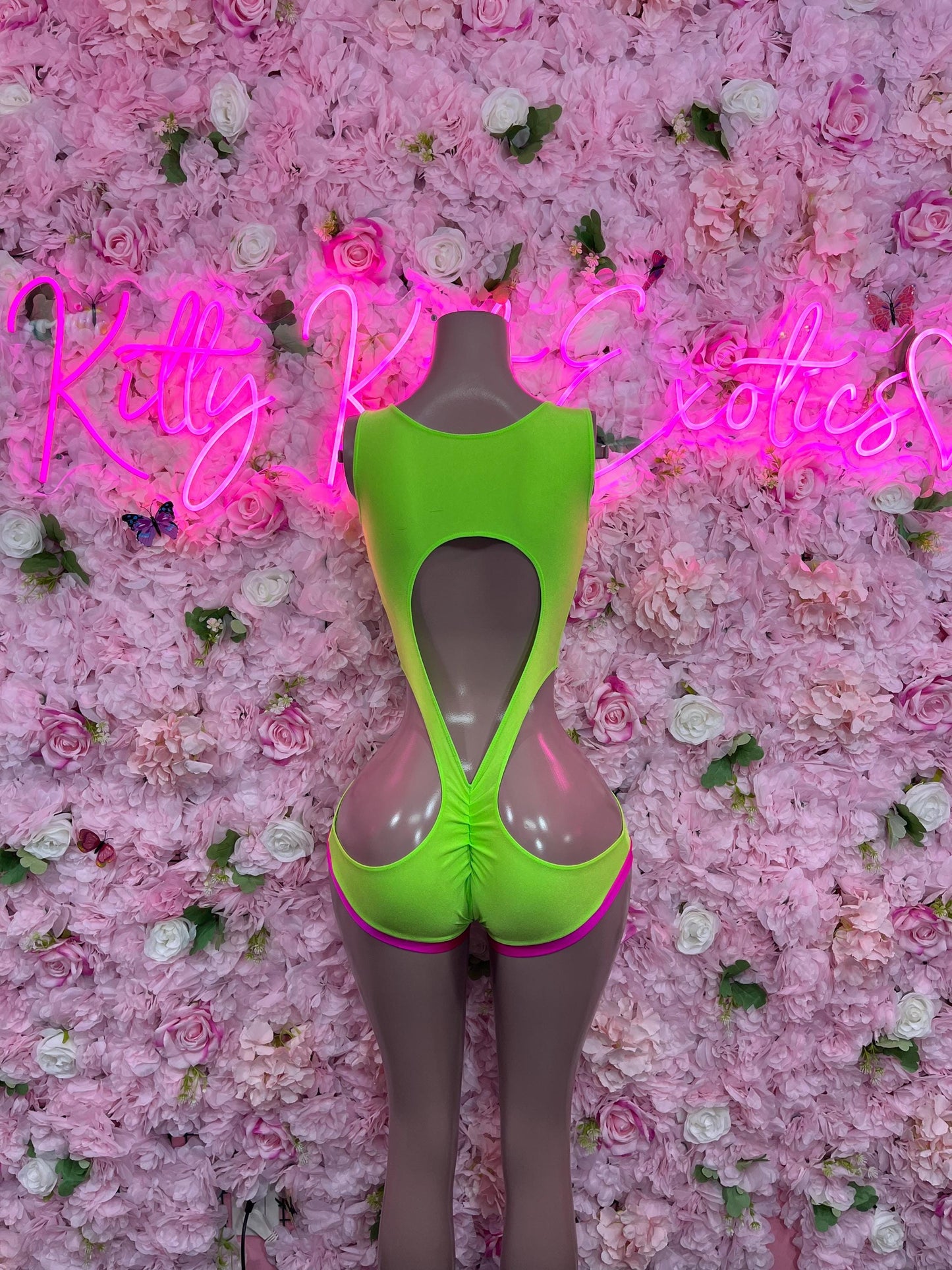 Bottle girl One Piece Bodysuit Green Pink Ravewear Festival wear