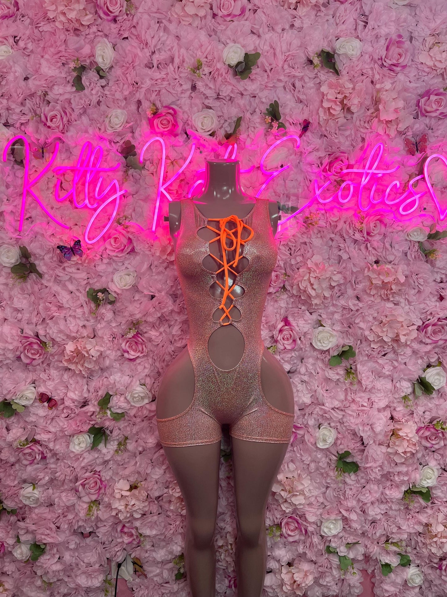 New Years Bottle Girl One-Piece Bodysuit - Orange Rainbow Metallic  Design | Exotic Dancewear for Performers, Raves, & Nights Out