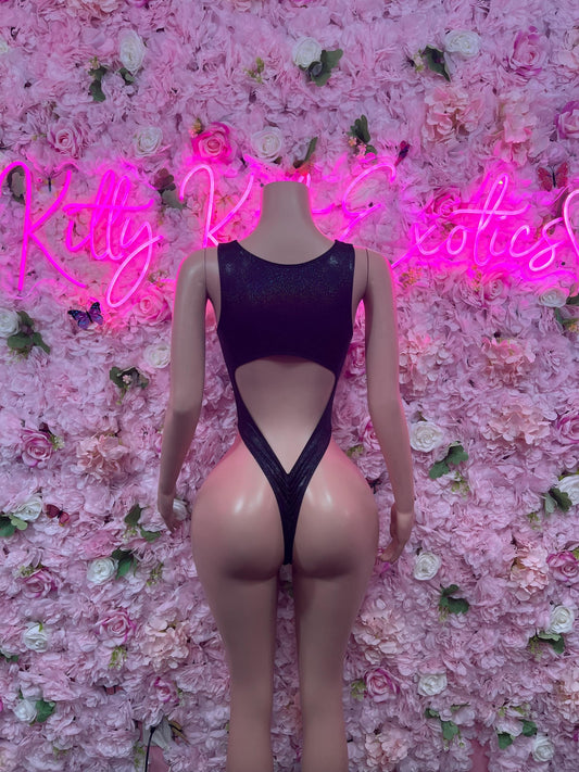 Body suit Bottle Girl One-Piece Bodysuit -  Black Metallic Design | Exotic Dancewear for Performers, Raves, & Nights Out