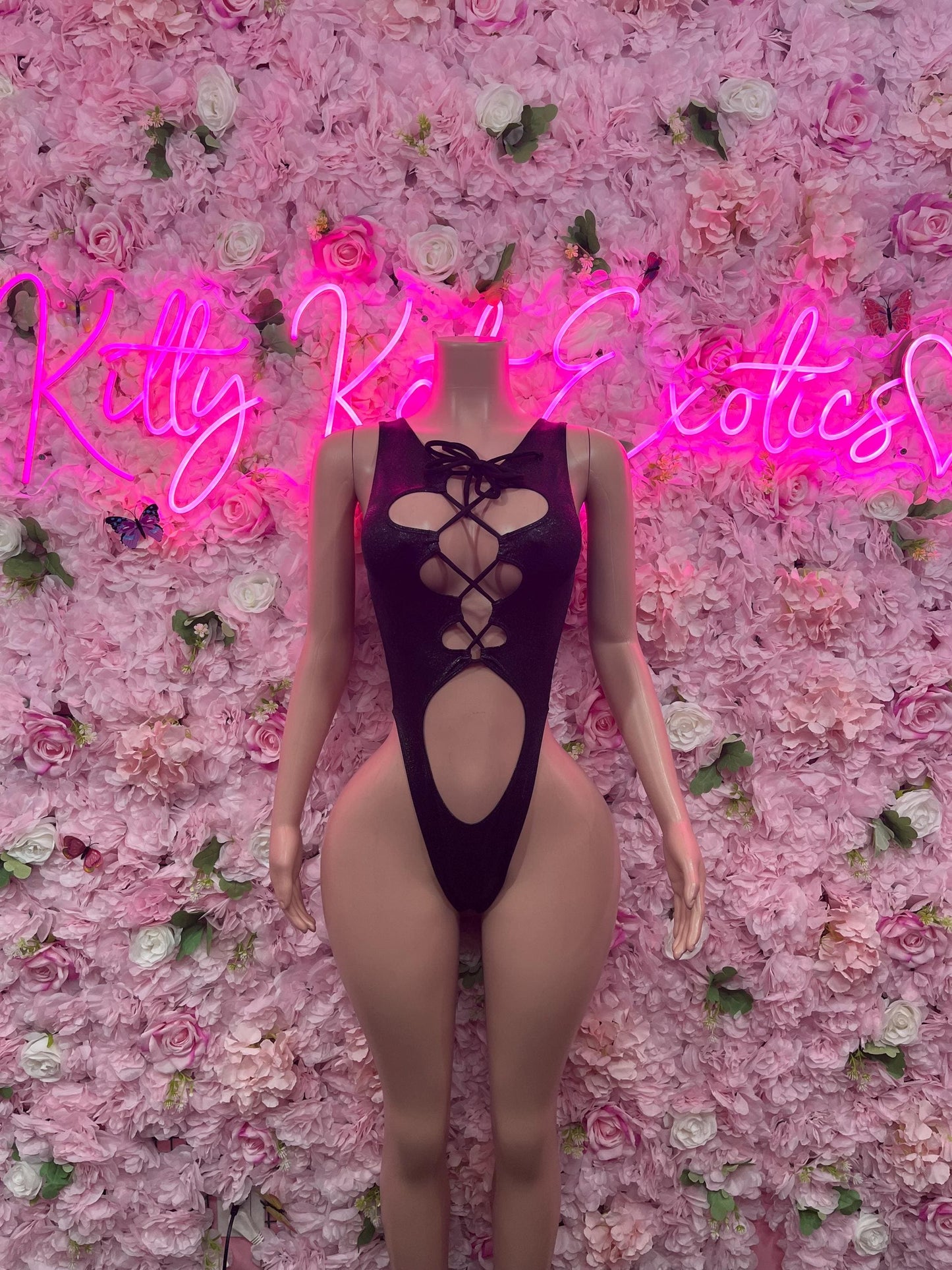 Body suit Bottle Girl One-Piece Bodysuit -  Black Metallic Design | Exotic Dancewear for Performers, Raves, & Nights Out