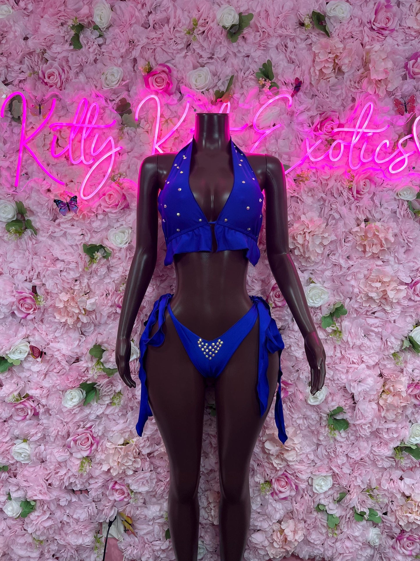 Two-Piece Blue  Exotic Dancewear for Performers, Raves, or Night Out | Bottle girl Outfits