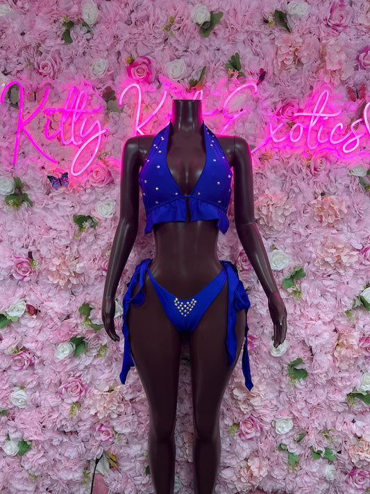 Two-Piece Blue  Exotic Dancewear for Performers, Raves, or Night Out | Bottle girl Outfits