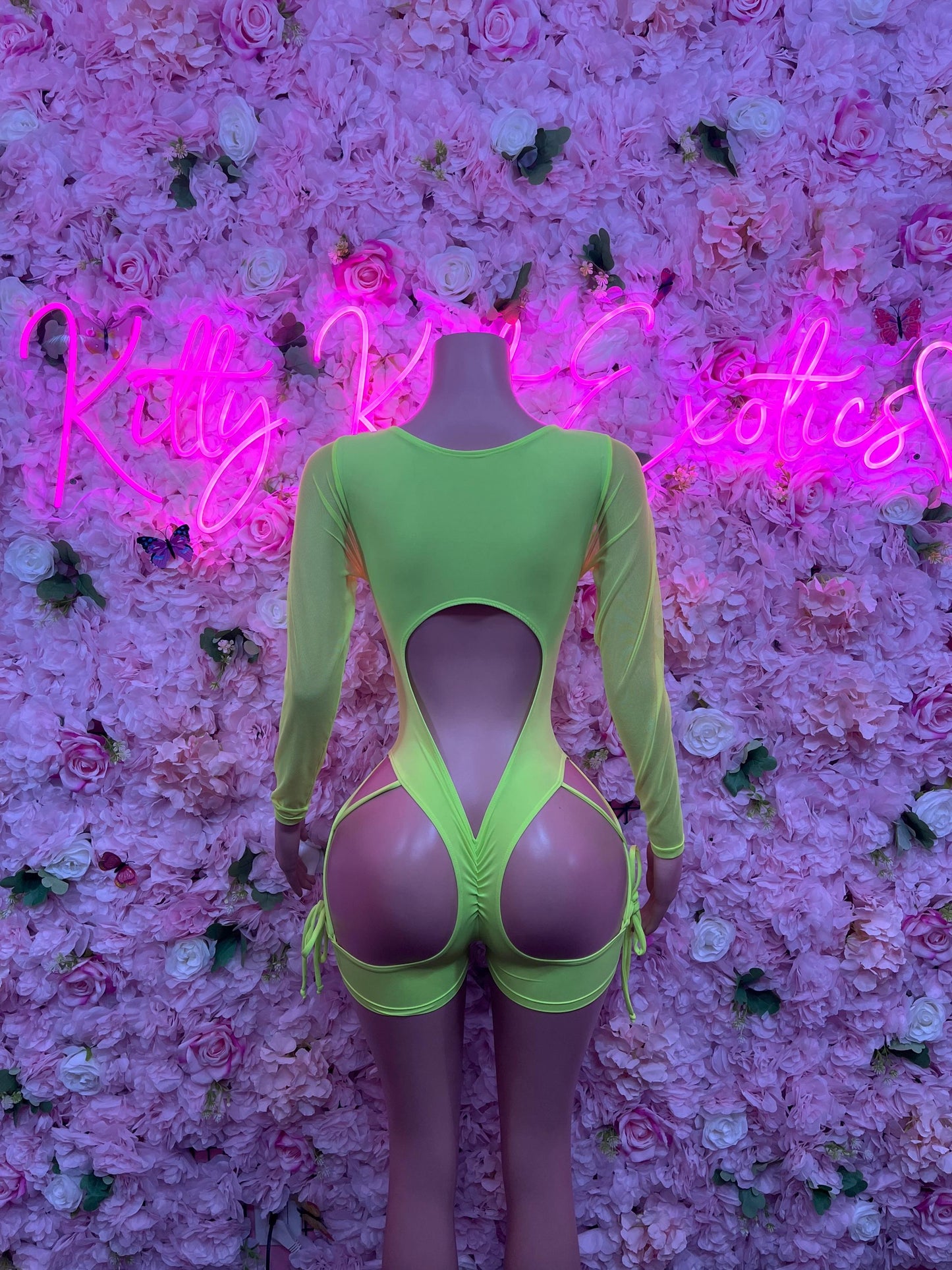 Womens Clothing Bottle Girl One-Piece Bodysuit - Neon Green Design | Exotic Dancewear for Performers, Raves, & Nights Out