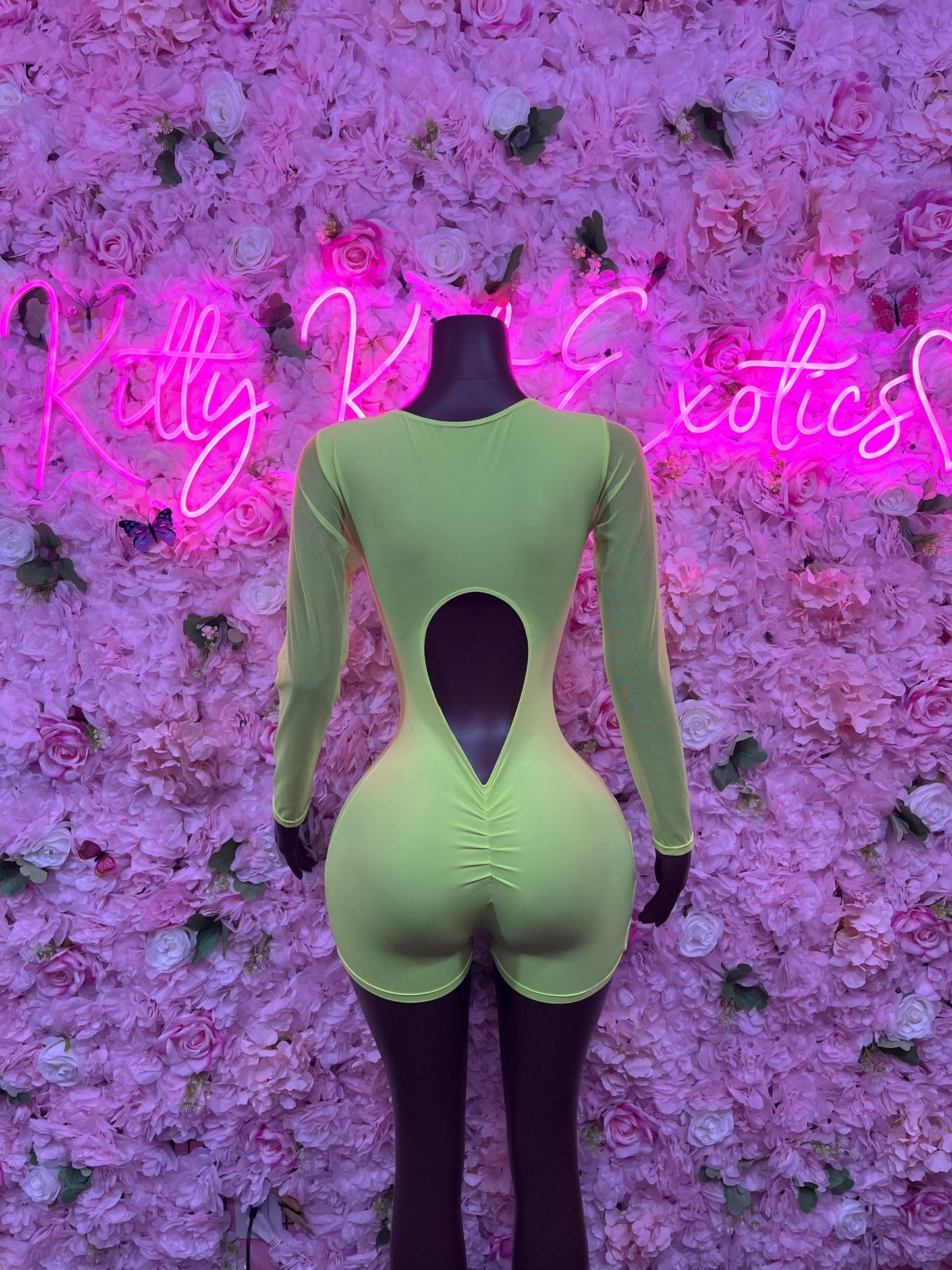 Womens Clothing Bottle Girl One-Piece Bodysuit - Neon Green Design | Exotic Dancewear for Performers, Raves, & Nights Out