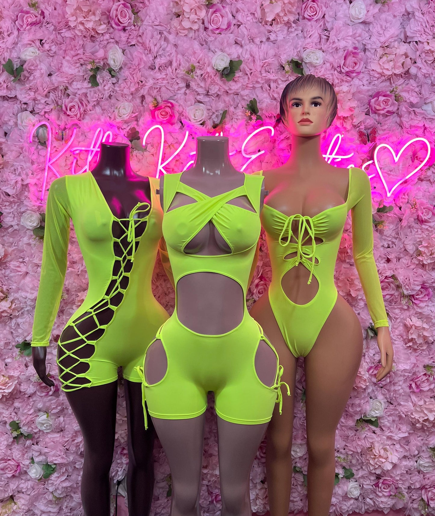 Womens Clothing Bottle Girl One-Piece Bodysuit - Neon Green Design | Exotic Dancewear for Performers, Raves, & Nights Out