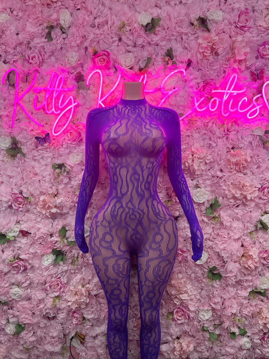 Womens Clothing Exotic Dancewear Two Piece Fishnet Purple Dancewear Exotic Wear Festival Wear