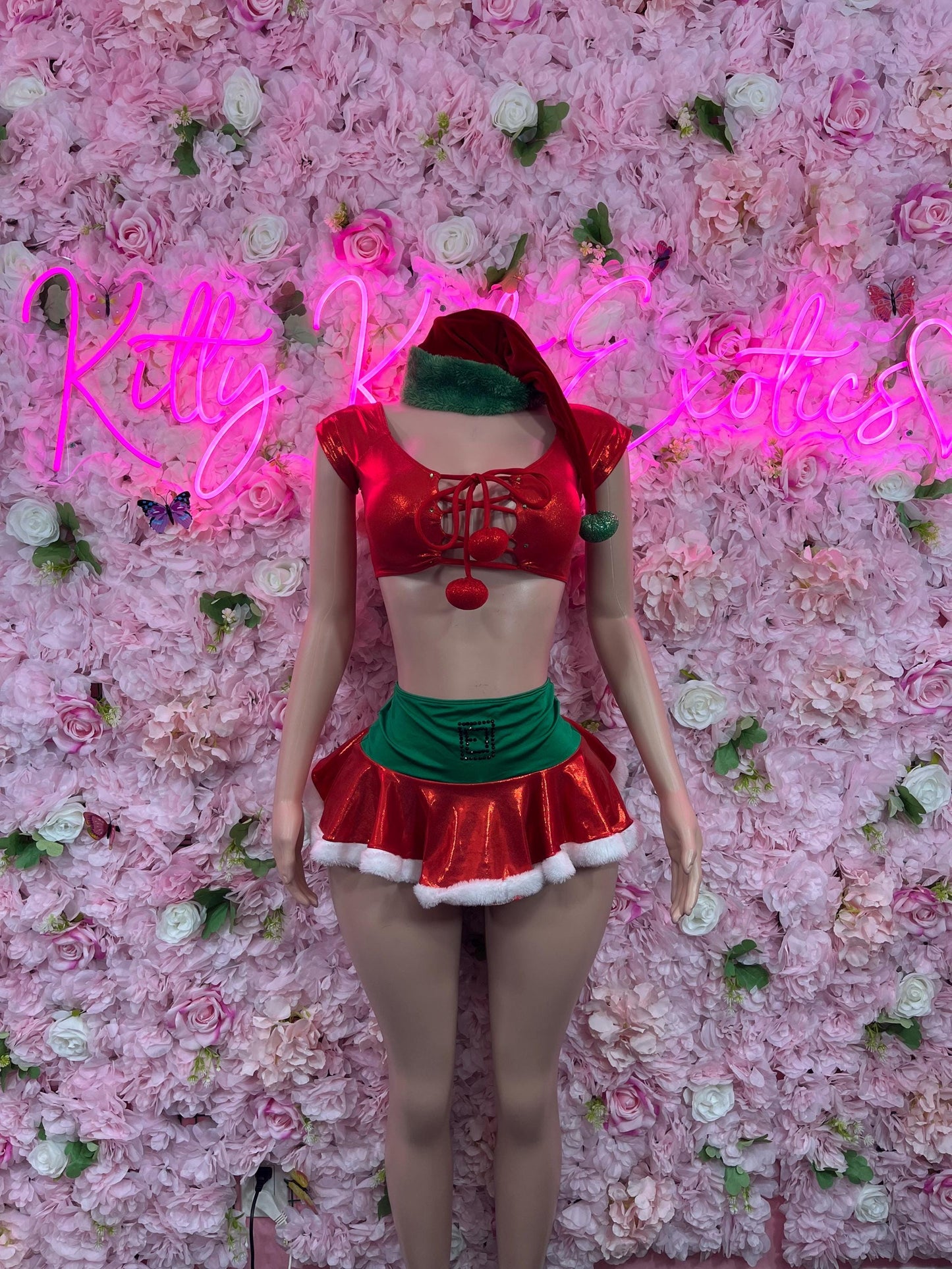 Christmas Sexy Santa  Costume - Two Piece Holiday Outfit - Festive Womens Christmas Lingerie Christmas