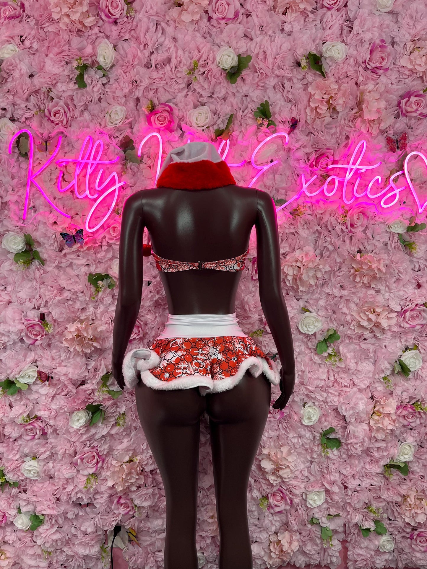 Christmas Sexy Santa  Costume - Two Piece Holiday Outfit - Festive Womens Christmas Lingerie - Hat Included