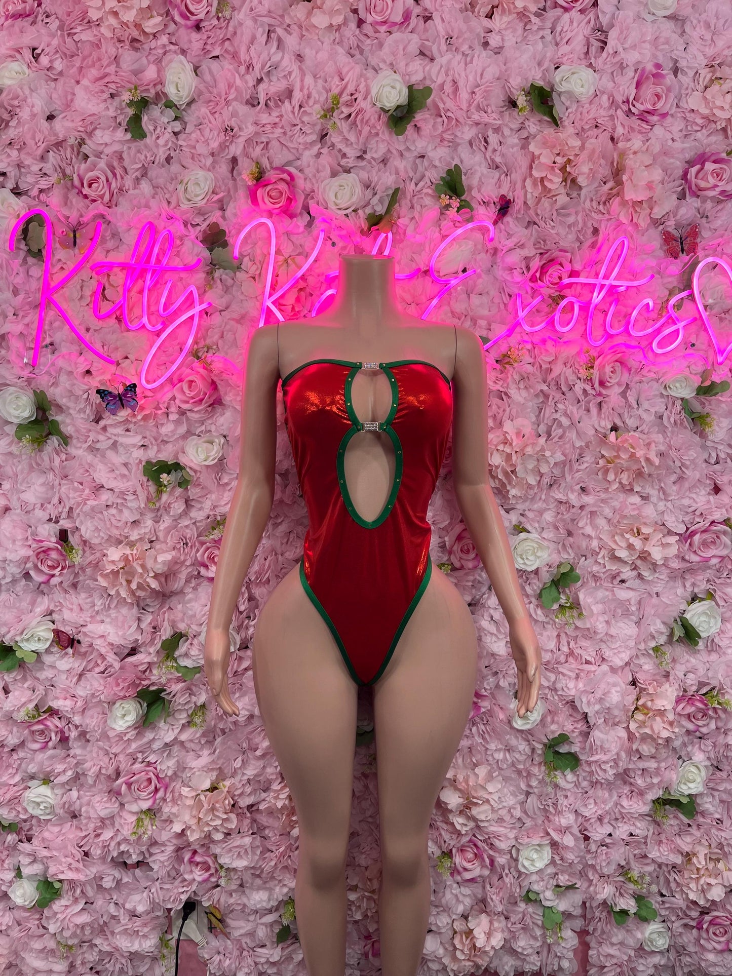 Christmas Sexy Santa  Costume - One Piece Holiday Outfit - Festive Womens Christmas Lingerie - Hat Included Christmas