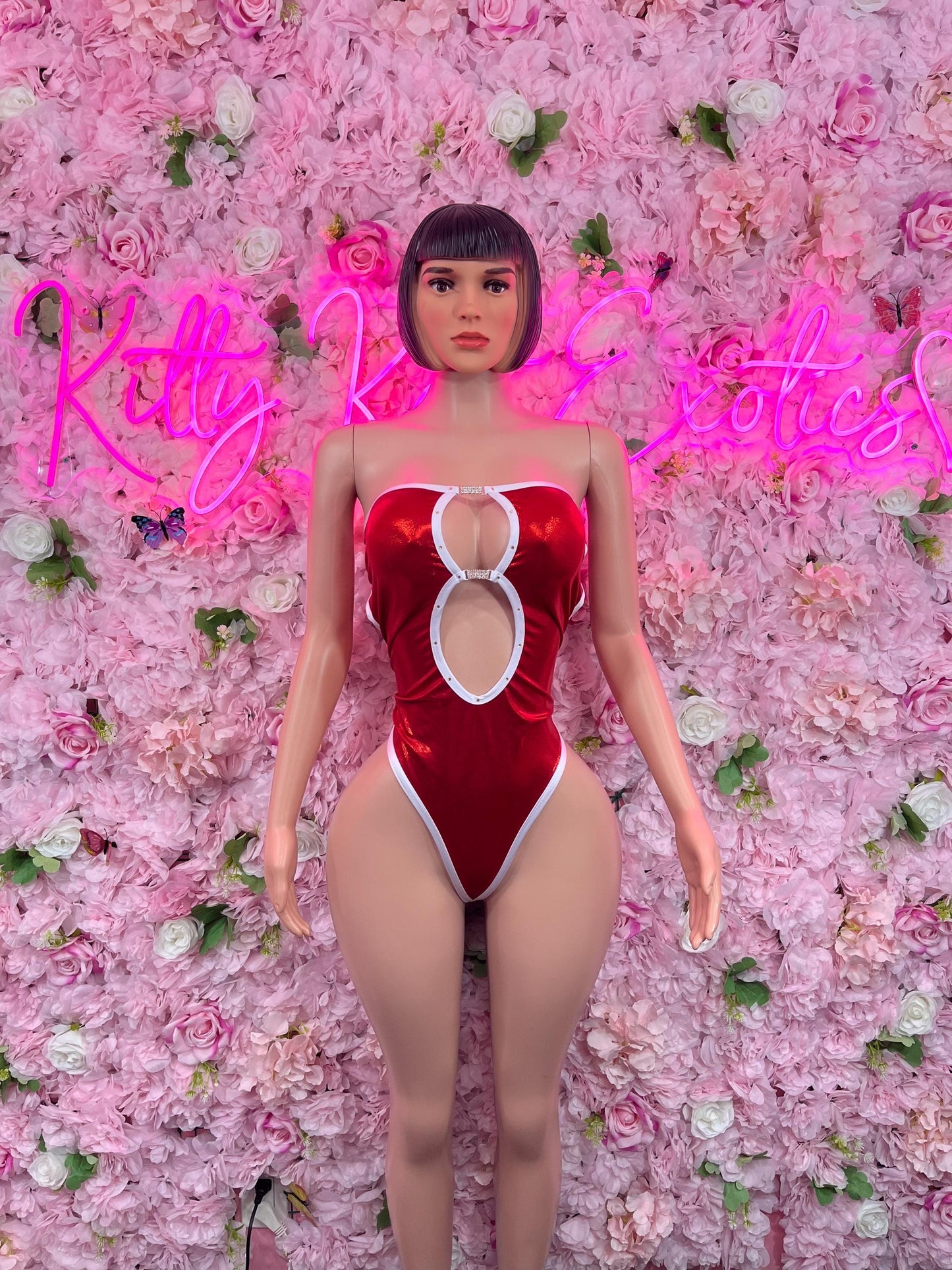 Christmas Sexy Santa  Costume - One Piece Holiday Outfit - Festive Womens Christmas Lingerie - Hat Included Christmas