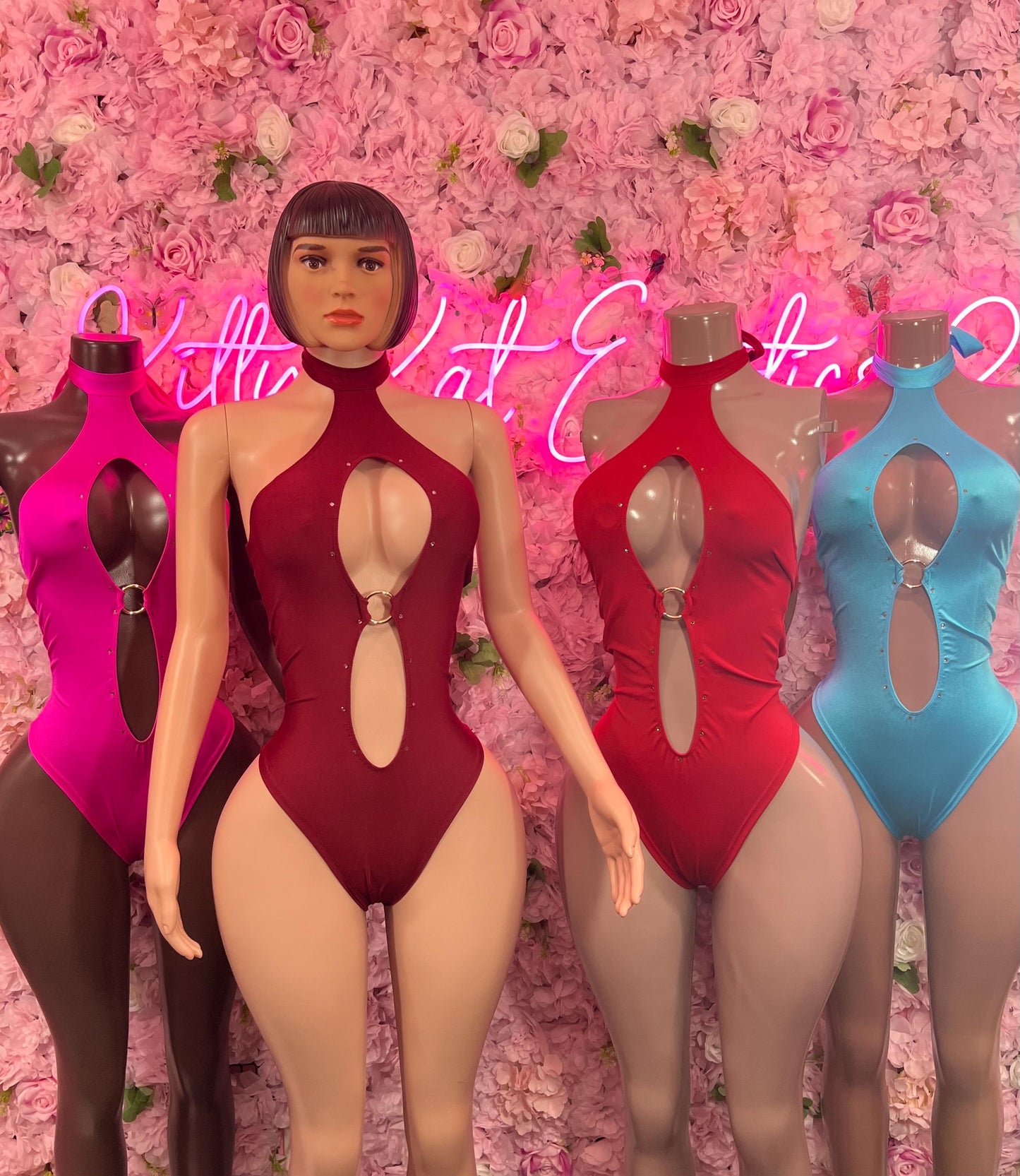 Bottlegirl One-Piece Burgundy  Bodysuit  Exotic Dancewear for Performers, Raves, or Night Out | Bottle girl Outfits