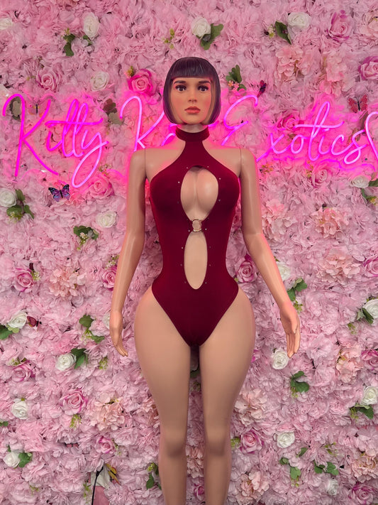 Bottlegirl One-Piece Burgundy  Bodysuit  Exotic Dancewear for Performers, Raves, or Night Out | Bottle girl Outfits