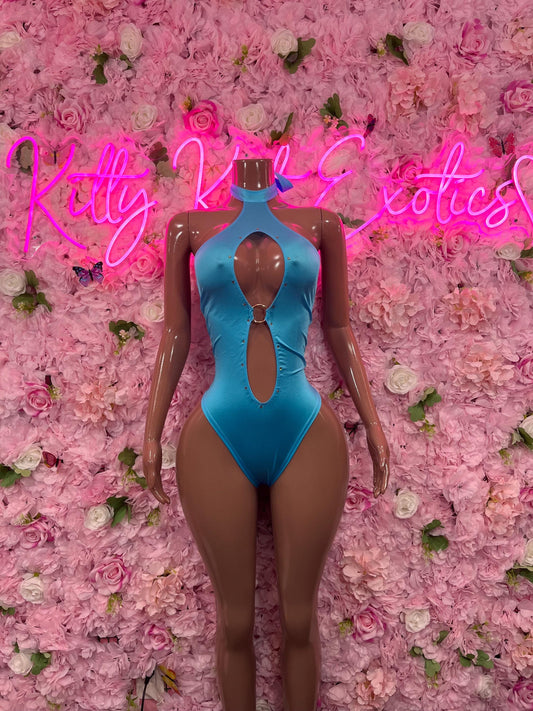 Bottlegirl One-Piece Blue  Bodysuit  Exotic Dancewear for Performers, Raves, or Night Out | Bottle girl Outfits
