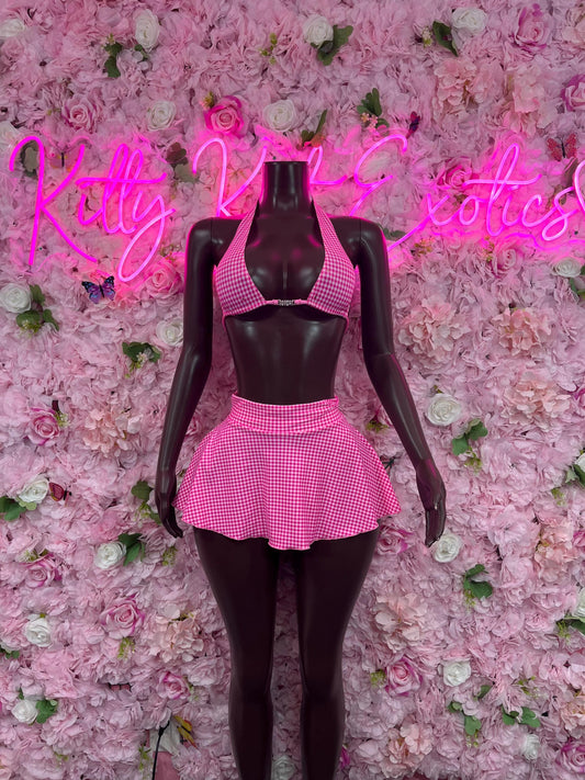 Two Piece Skirt Pink - Exotic Dancewear  Elegant and Sexy Evening Dress for Performers, Events, or Special Occasions