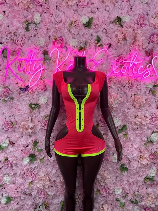 Bottlegirl One-Piece Red  Bodysuit  Exotic Dancewear for Performers, Raves, or Night Out | Bottle girl Outfits