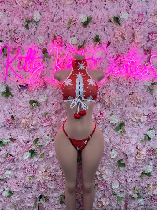 Christmas Sexy Santa  Costume - Two Piece Holiday Outfit - Festive Womens Christmas Lingerie Christmas