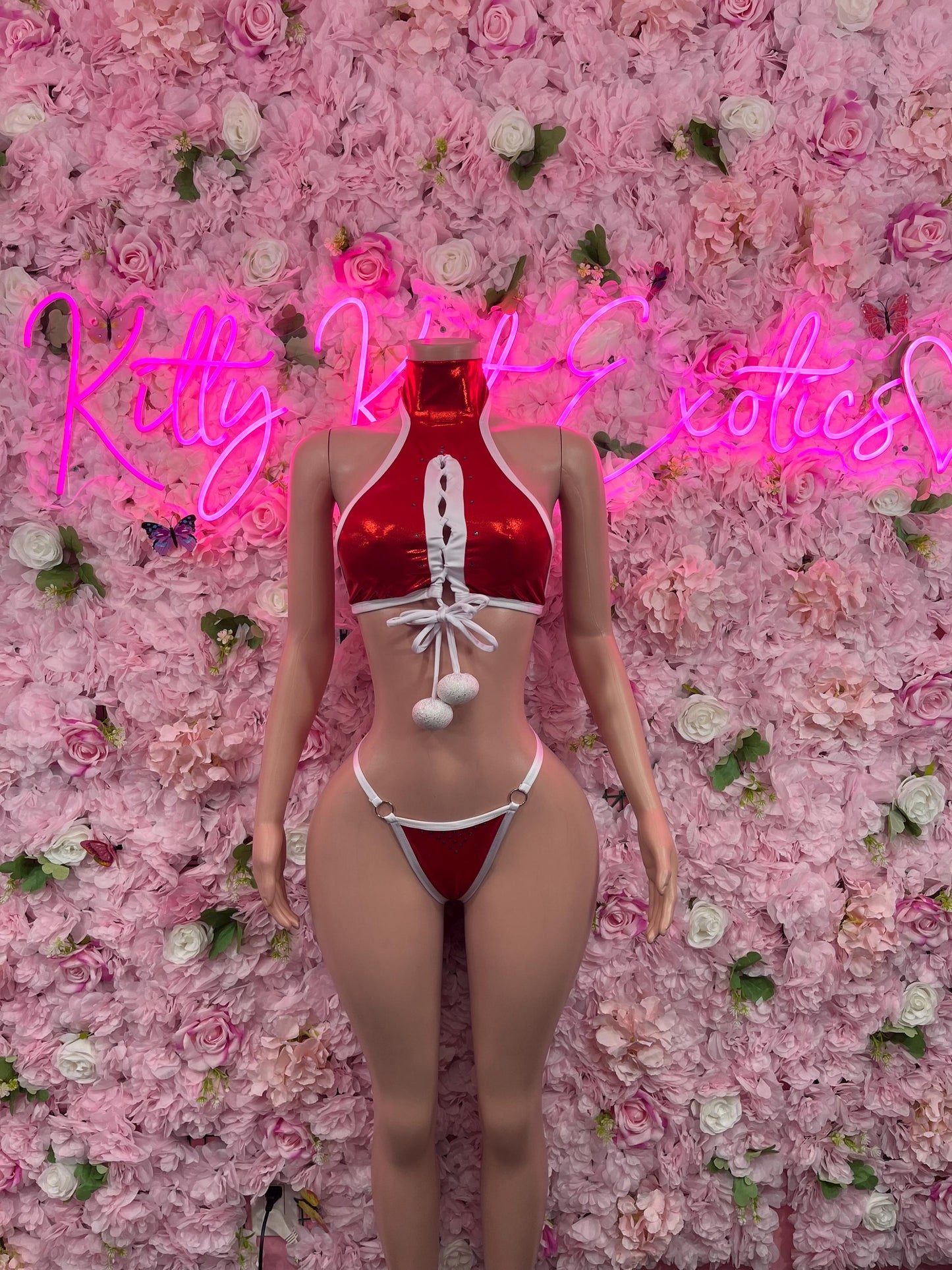 Christmas Sexy Santa  Costume - Two Piece Holiday Outfit - Festive Womens Christmas Lingerie