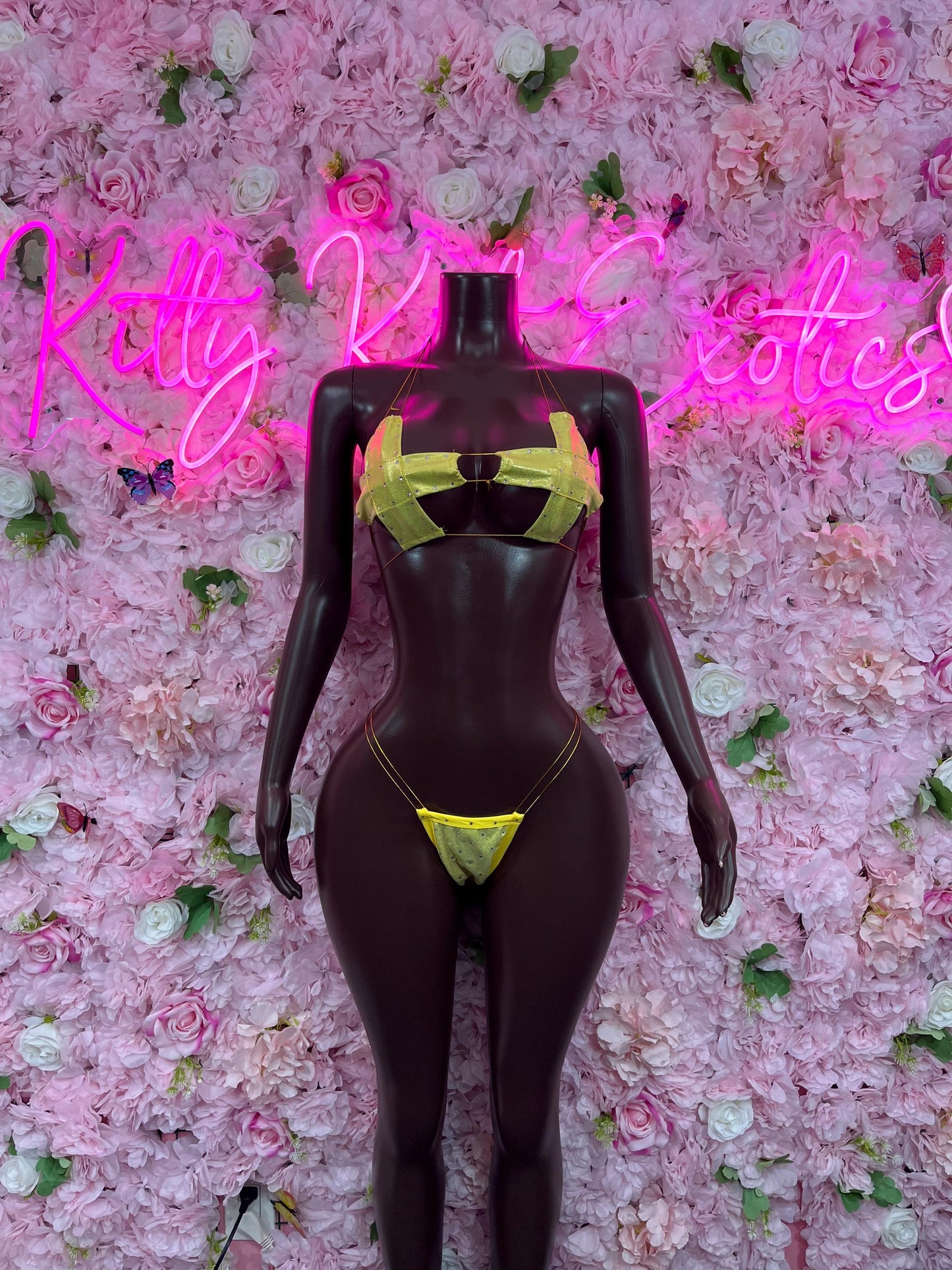 Exotic Dancewear Two-Piece Bikini Yellow Dancewear Poledance wear Ravewear