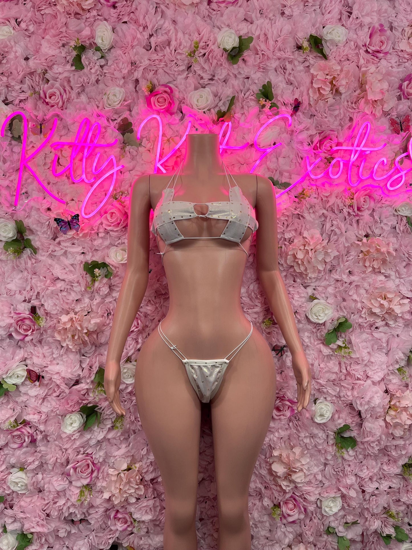 Exotic Dancewear Two-Piece Bikini White Dancewear Poledance wear Ravewear