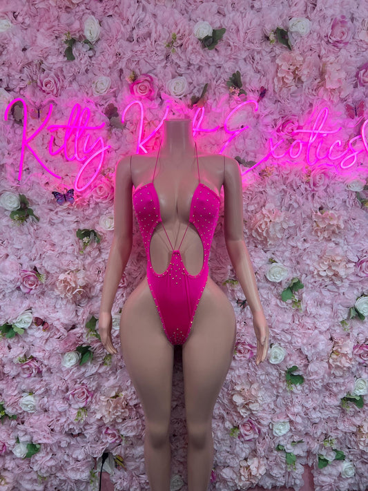 Ravewear One-Piece Pink  Exotic Dancewear for Performers, Raves, or Night Out | Bottle girl Outfits