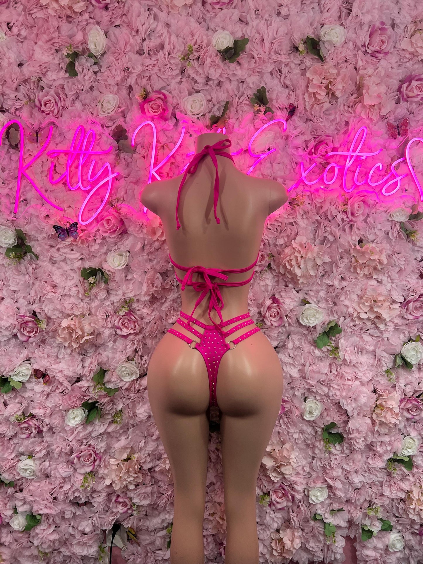 Exotic Dancewear Two-Piece Pink   for Performers, Raves, or Night Out | Bottle girl Outfits