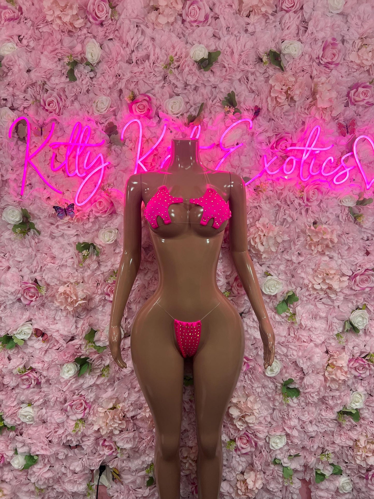 Exotic Dancewear Two-Piece Pink   for Performers, Raves, or Night Out | Bottle girl Outfits