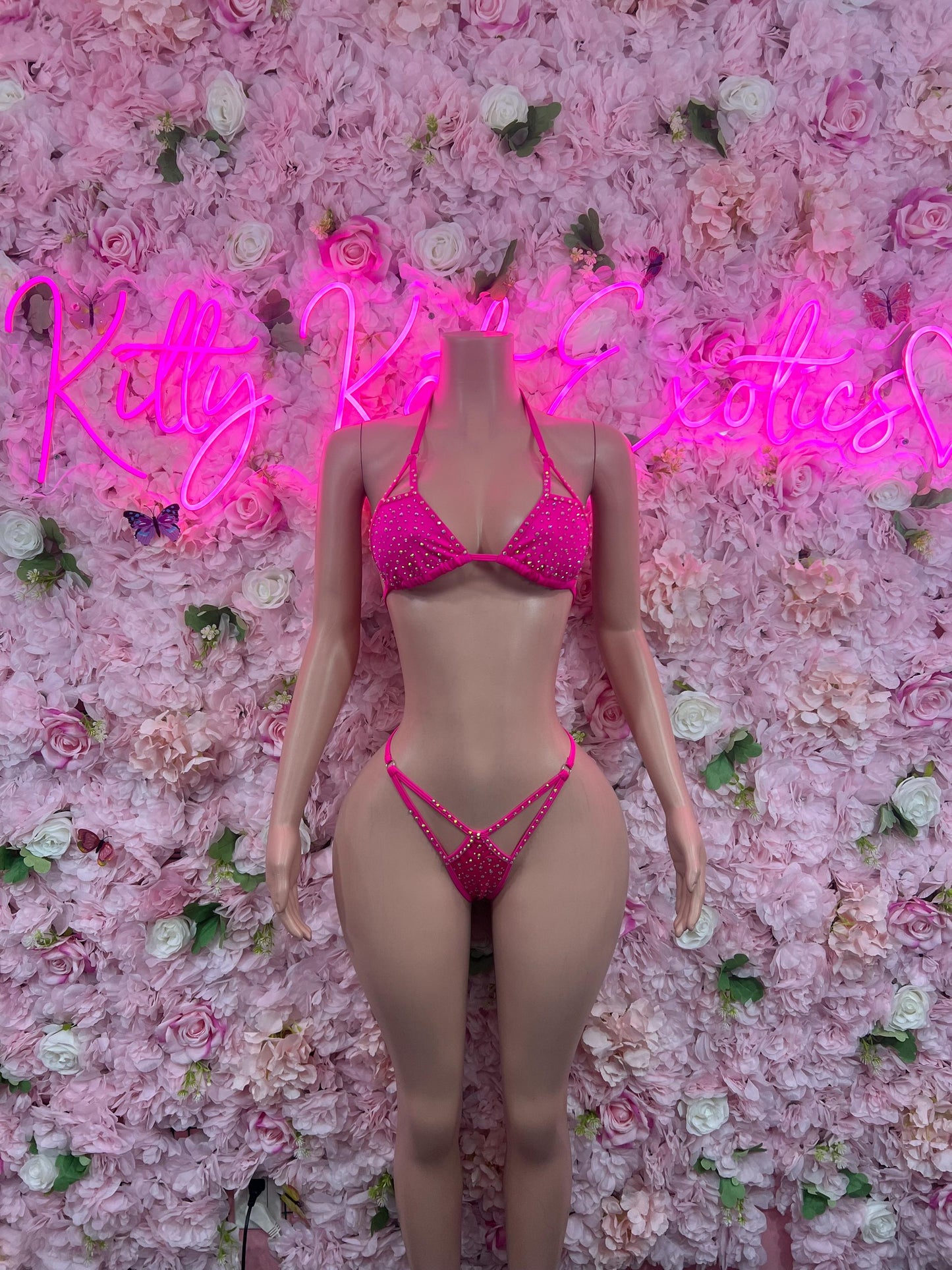 Exotic Dancewear Two-Piece Pink   for Performers, Raves, or Night Out | Bottle girl Outfits