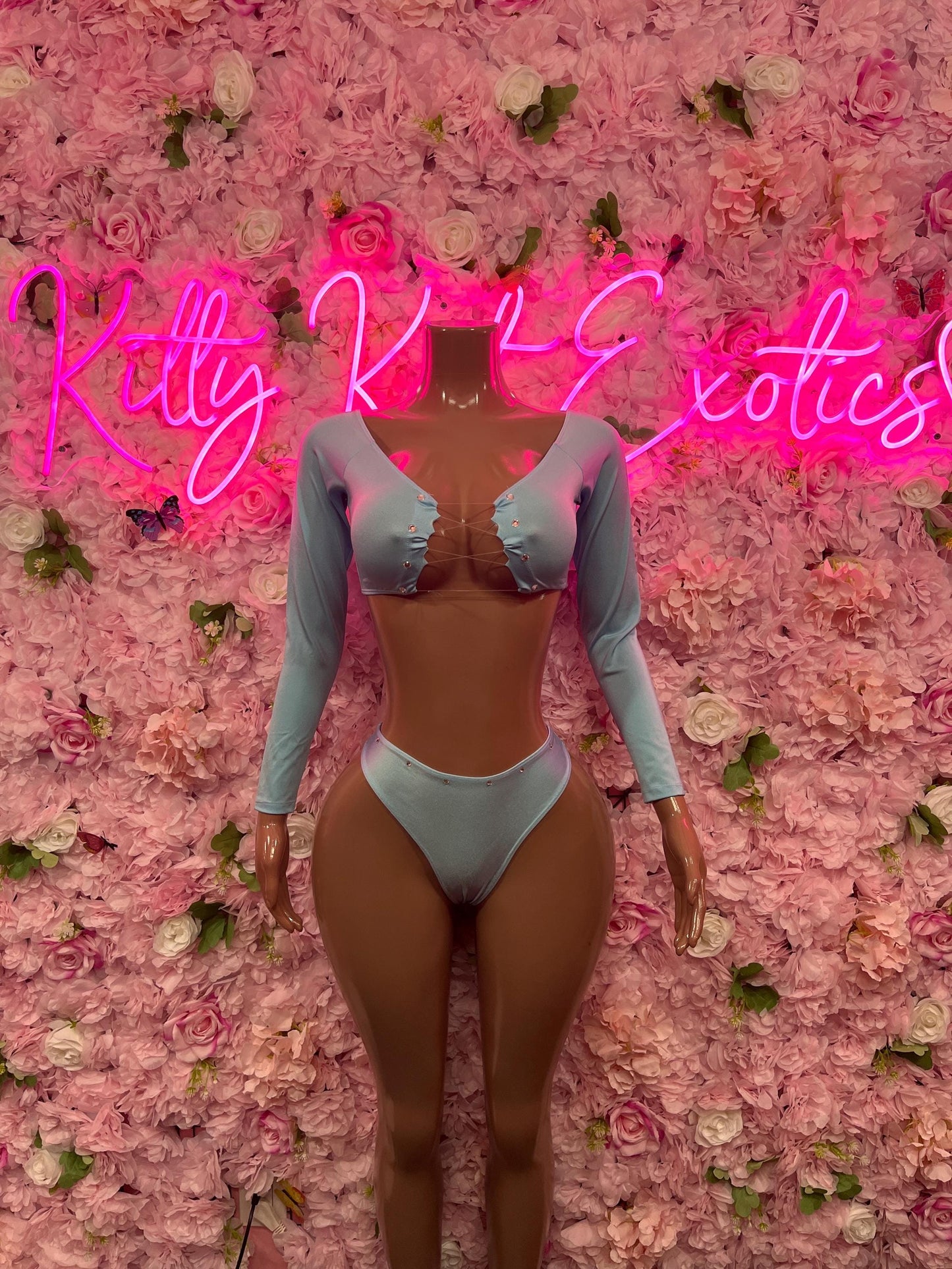 Bartender Two-Piece Blue  Bodysuit  Exotic Dancewear for Performers, Raves, or Night Out | Bottle girl Outfits