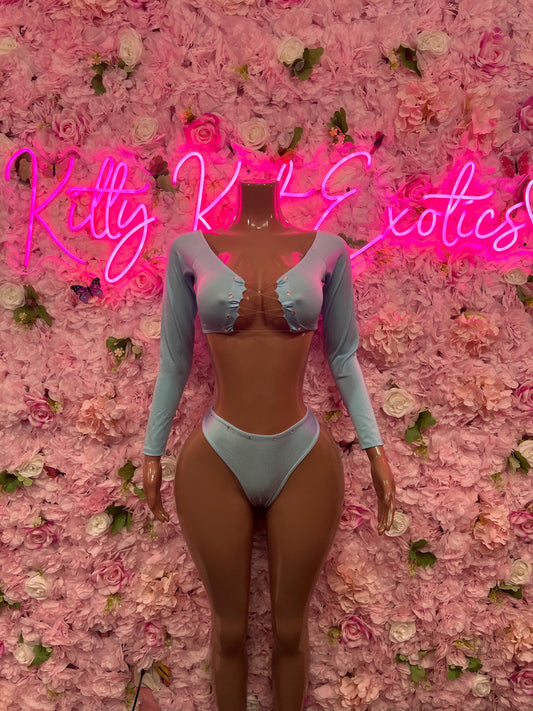 Bartender Two-Piece Blue  Bodysuit  Exotic Dancewear for Performers, Raves, or Night Out | Bottle girl Outfits