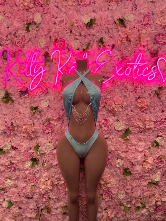 Festival wear One-Piece Blue  Bodysuit  Exotic Dancewear for Performers, Raves, or Night Out | Bottle girl Outfits