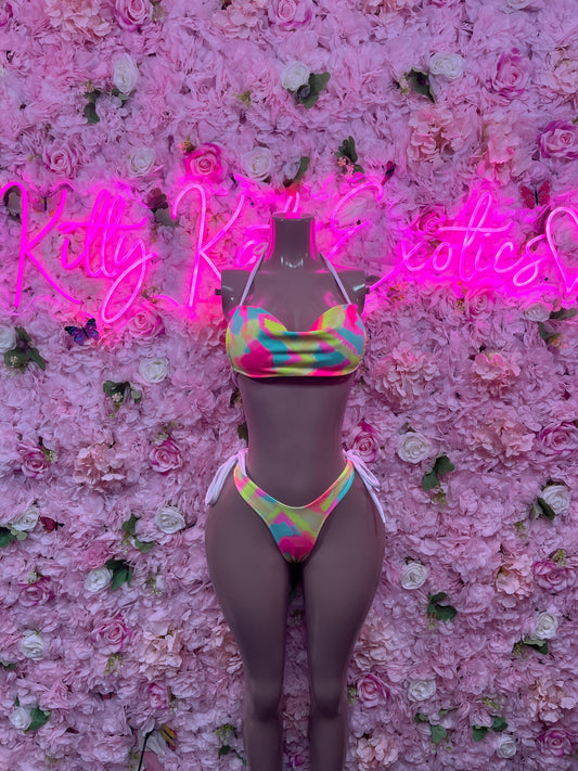 Womens Clothing Two-Piece Multicolor  Bikini  Exotic Dancewear for Performers, Raves, or Night Out | Bottle girl Outfits