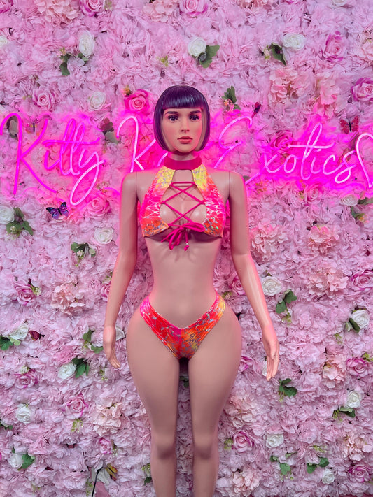 Womens Clothing Two-Piece Multicolor  Bikini  Exotic Dancewear for Performers, Raves, or Night Out | Bottle girl Outfits